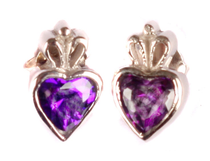 Claddagh Birthstone Women's Earring - Celtic Claddagh Design Gem and CZ Stud