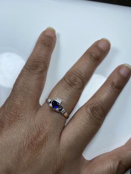 Claddagh Ring with CZ Birthstone Accent - Traditional Irish Claddagh Style Ring