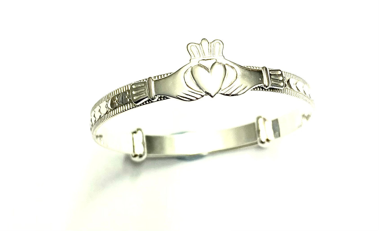 Kids Sterling Silver Claddagh Expandable Bangle