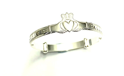 Kids Sterling Silver Claddagh Expandable Bangle