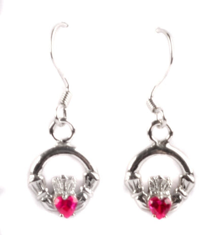 Claddagh BirthStone Kids Drop Earring Celtic Claddagh Design with Gem Accent