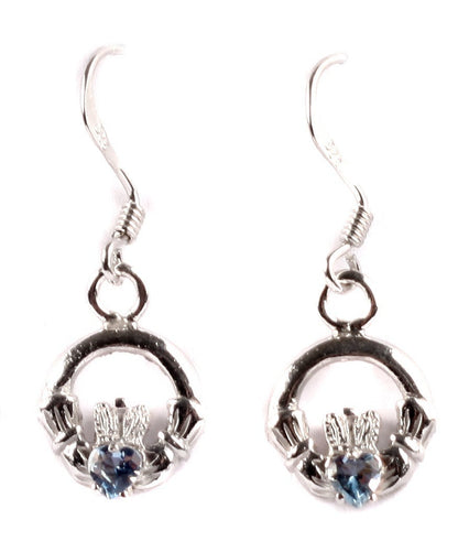 Claddagh BirthStone Kids Drop Earring Celtic Claddagh Design with Gem Accent
