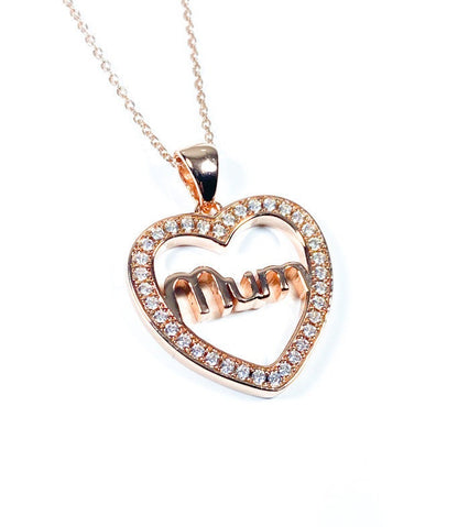 Sterling Silver Mum Design White Cubic Zirconia Pendant Necklace Gift Jewellery