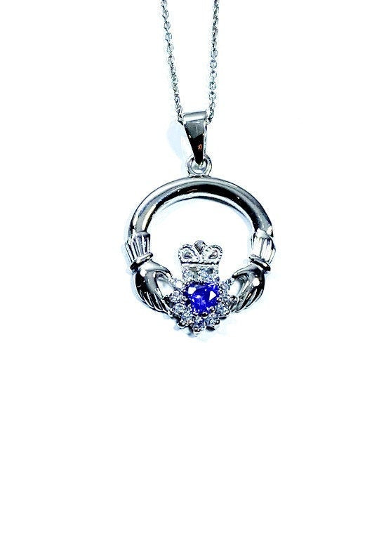 Claddagh Light Amethyst Cz BirthStone June Birthstone Pendant