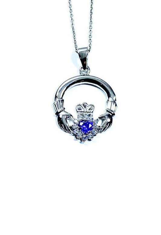 Claddagh Light Amethyst Cz BirthStone June Birthstone Pendant