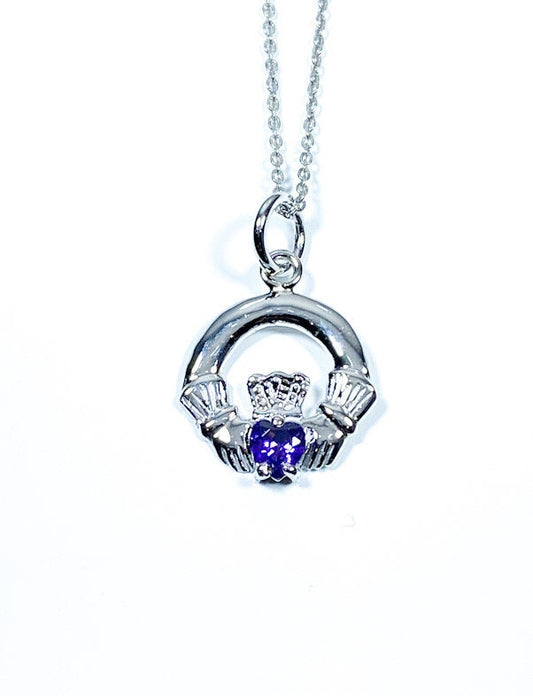 Claddagh Amethyst February BirthStone Pendant