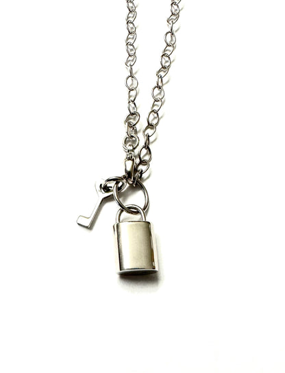 Padlock and key Sterling Silver Design Necklace
