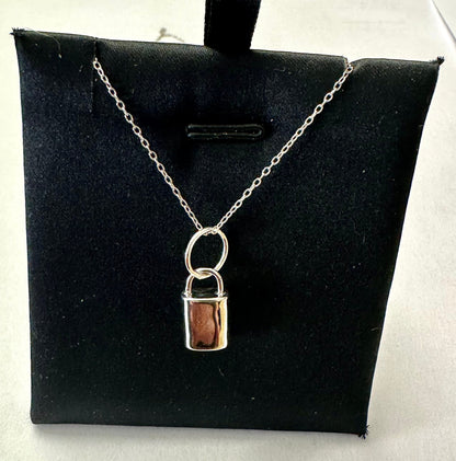 Padlock Sterling Silver Design Pendant and Chain Necklace for Everyday Wear
