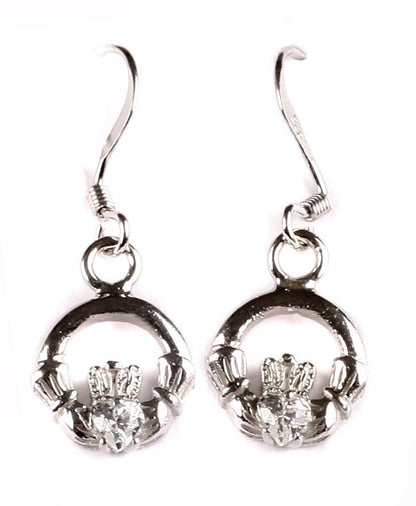 Claddagh BirthStone Kids Drop Earring Celtic Claddagh Design with Gem Accent