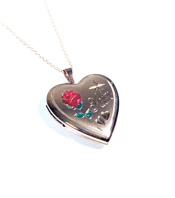 Mum Heart Design Locket Keepsake Pendant