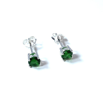 Birthstone CZ Stone Set Round Stone Claw Silver Earrings Set for Everyday Wear