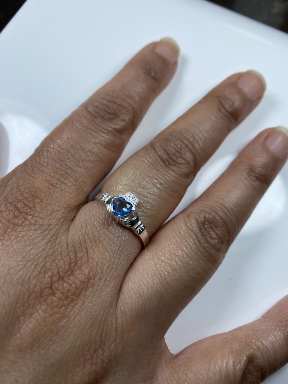 Claddagh Ring with CZ Birthstone Accent - Traditional Irish Claddagh Style Ring