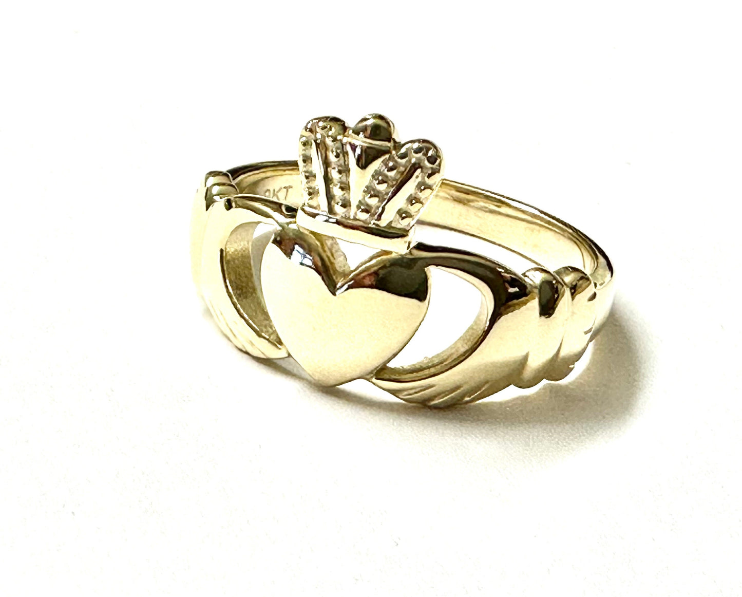 Men's Claddagh 9ct Yellow Gold Heavy Weight Solid Ring - Sizes R-Z