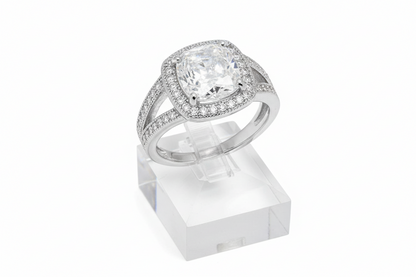 Sterling Silver Large Princess Cut White CZ Ring