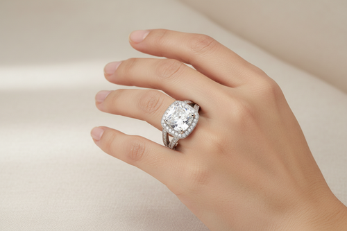 Sterling Silver Large Princess Cut White CZ Ring