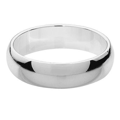 Mens 5mm Silver Wedding Band Ring - Available in Sizes J-Z+2