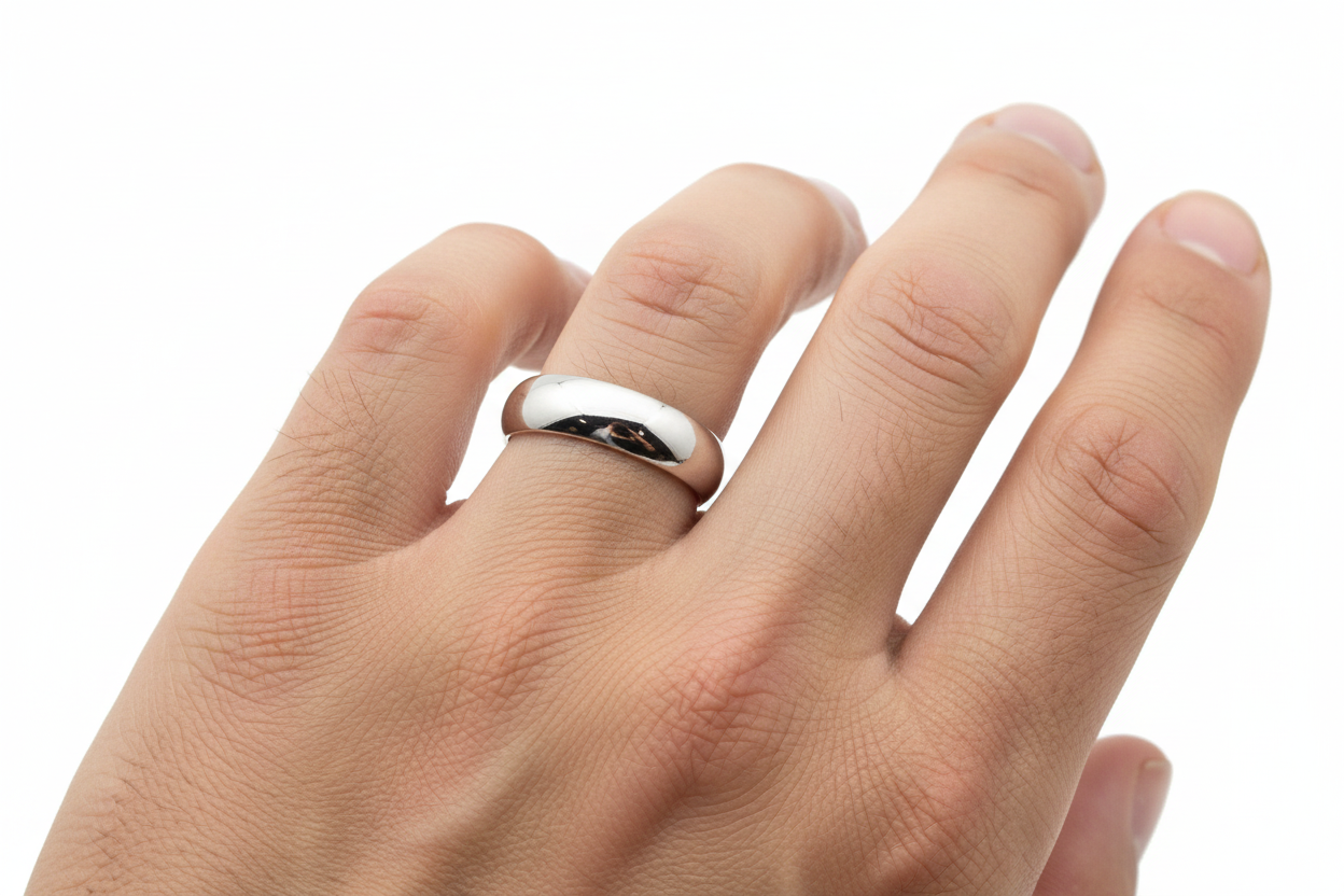 Mens 5mm Silver Wedding Band Ring - Available in Sizes J-Z+2