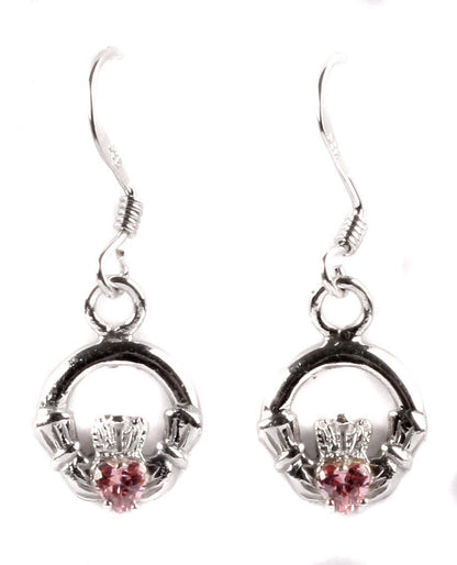Claddagh BirthStone Kids Drop Earring Celtic Claddagh Design with Gem Accent