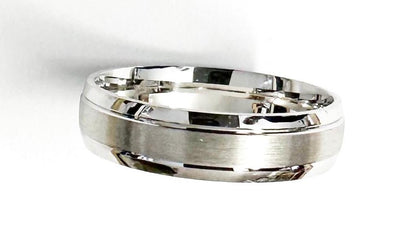 Men's 6mm Silver Track Edge Matt Wedding Ring