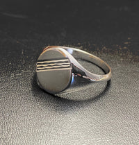 Men's Signet Sterling Silver 14.5 mm x 12.5 mm Oval Shape Ring