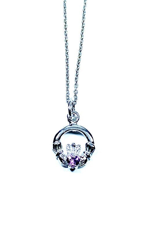 Kids Claddagh Pink October BirthStone Pendant