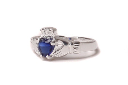 Claddagh Ring with CZ Birthstone Accent - Traditional Irish Claddagh Style Ring