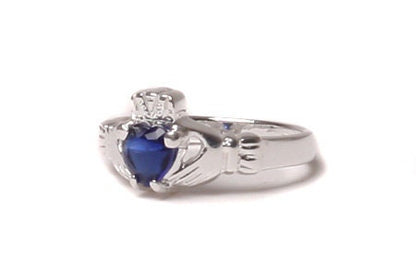 Claddagh Ring with CZ Birthstone Accent - Traditional Irish Claddagh Style Ring
