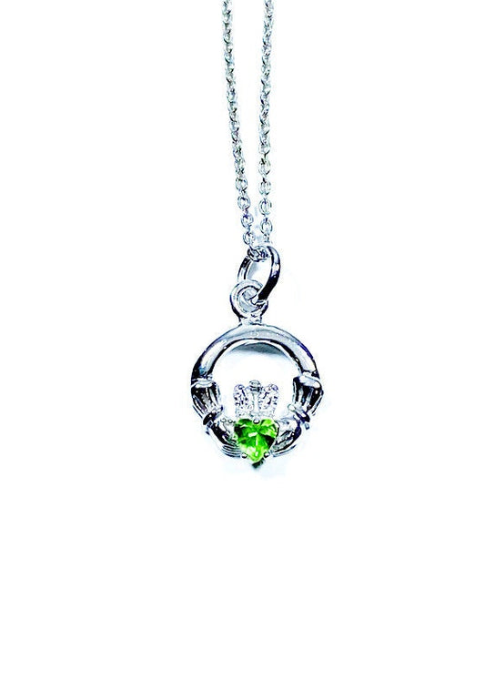 Kids Claddagh Peridot August BirthStone Pendant