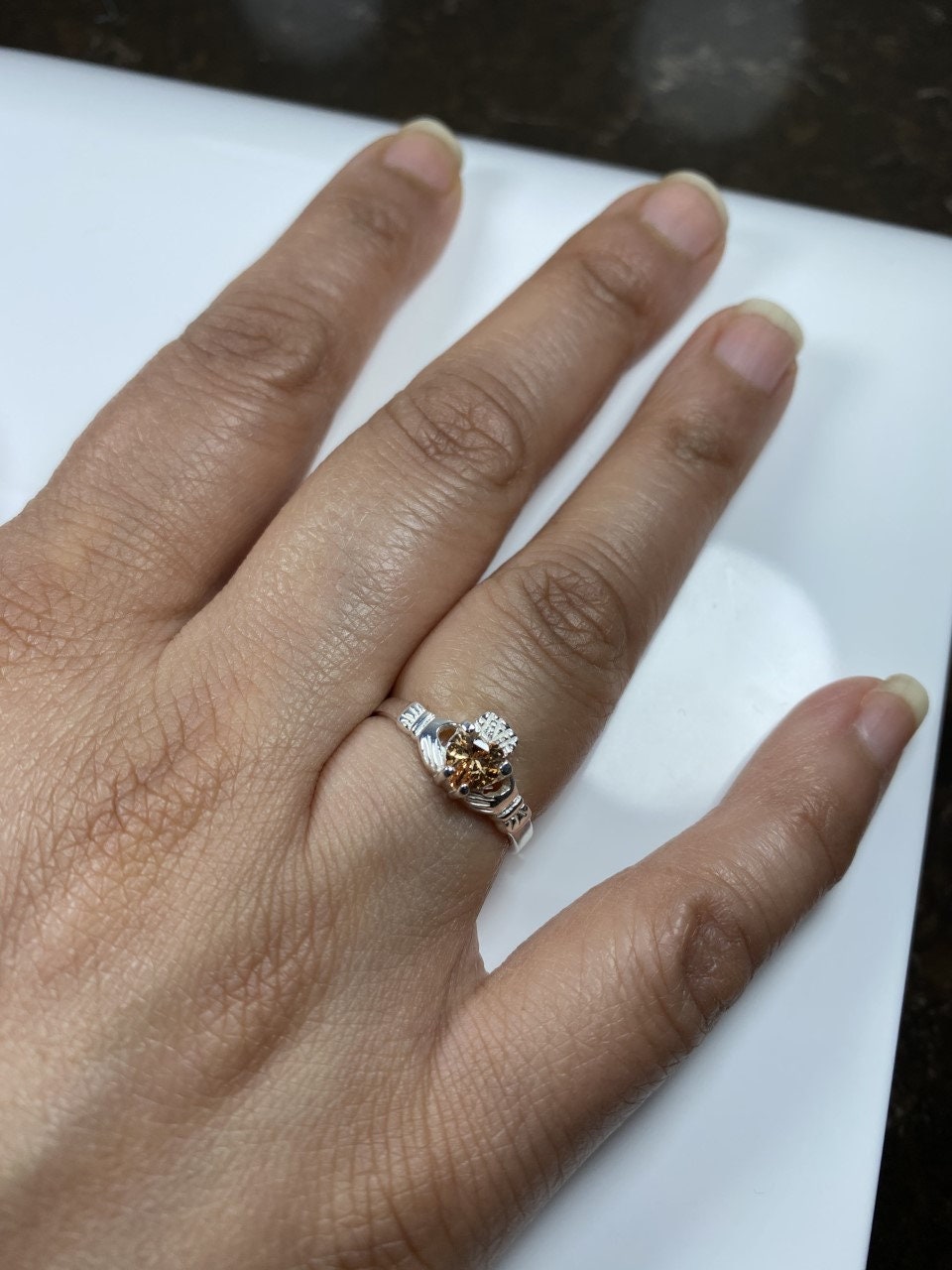Claddagh Ring with CZ Birthstone Accent - Traditional Irish Claddagh Style Ring