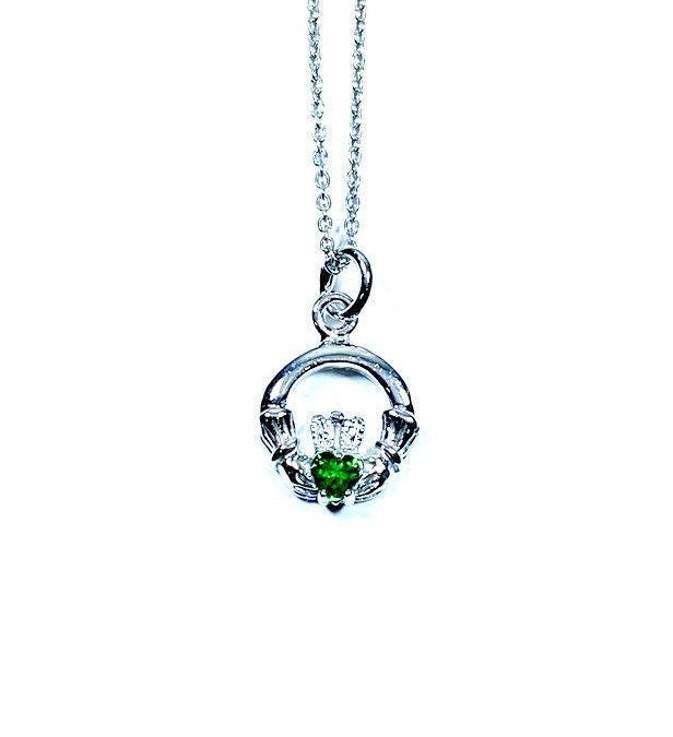 Kids Claddagh Emerald Green May BirthStone Pendant