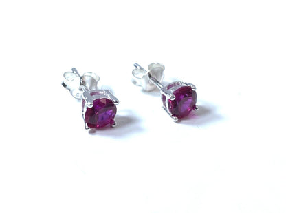Birthstone CZ Stone Set Round Stone Claw Silver Earrings Set for Everyday Wear