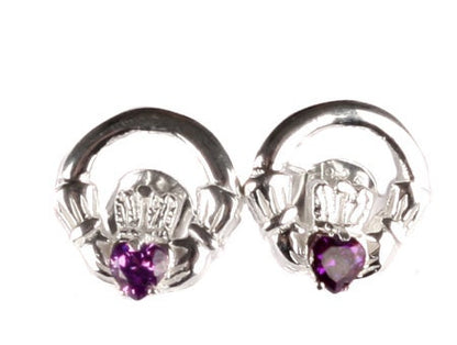 Claddagh Birthstone Women's Earring - Celtic Claddagh Ring & Heart Love Design