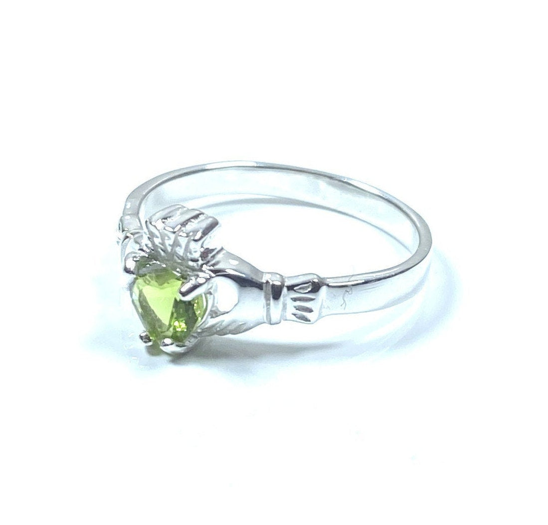 Claddagh Ring with CZ Birthstone Accent - Traditional Irish Claddagh Style Ring