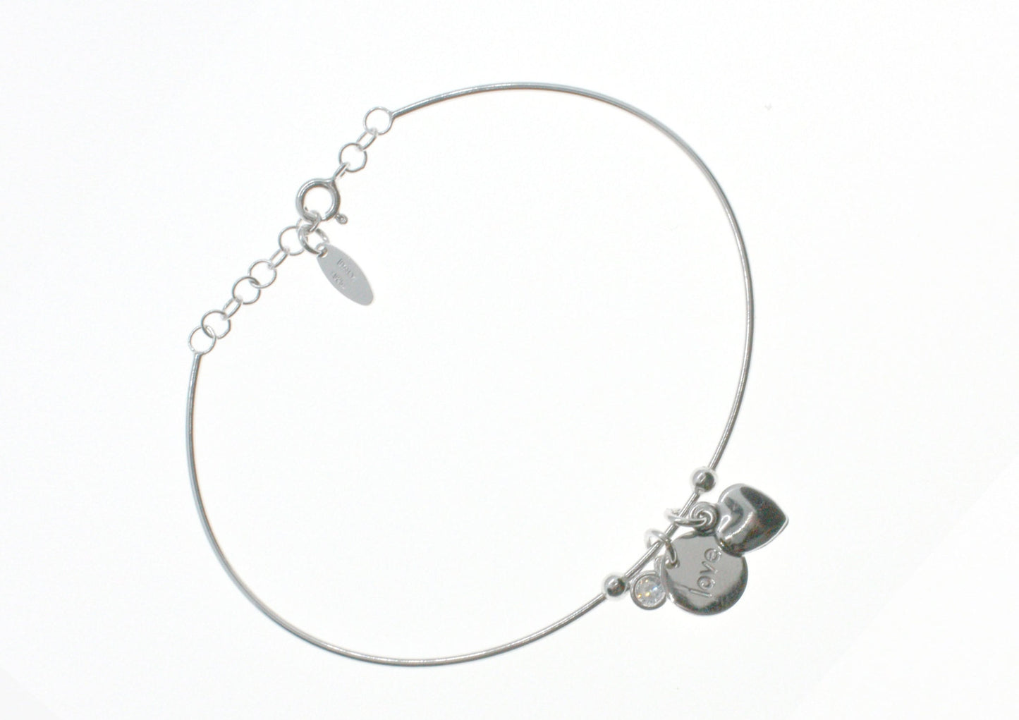 Women's Silver Heart Love Bangle