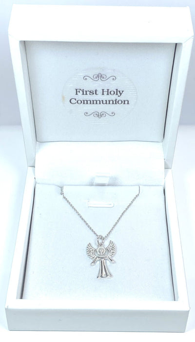 Holy Communion Sterling Silver Angel Pendant Chained