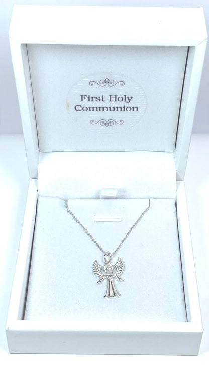 Holy Communion Sterling Silver Angel Pendant Chained