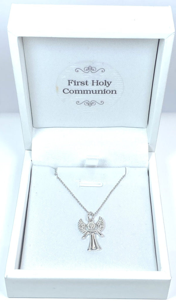 Holy Communion Sterling Silver Angel Pendant Chained
