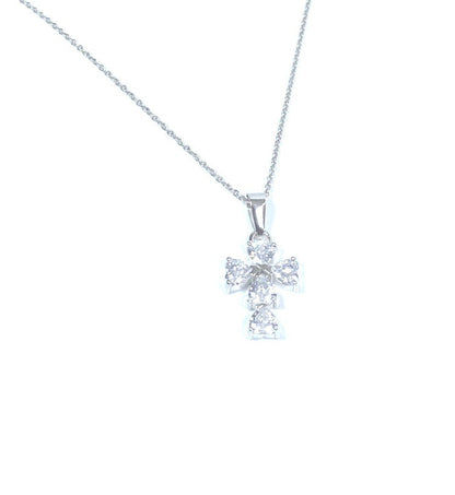 Silver CZ Cross Pendant Chained