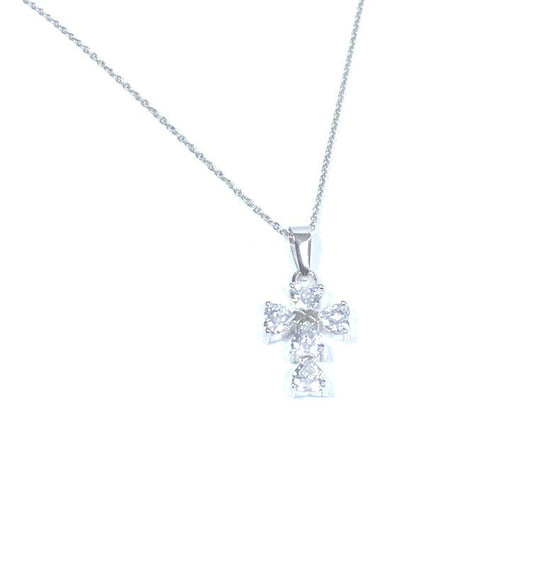 Silver CZ Cross Pendant Chained