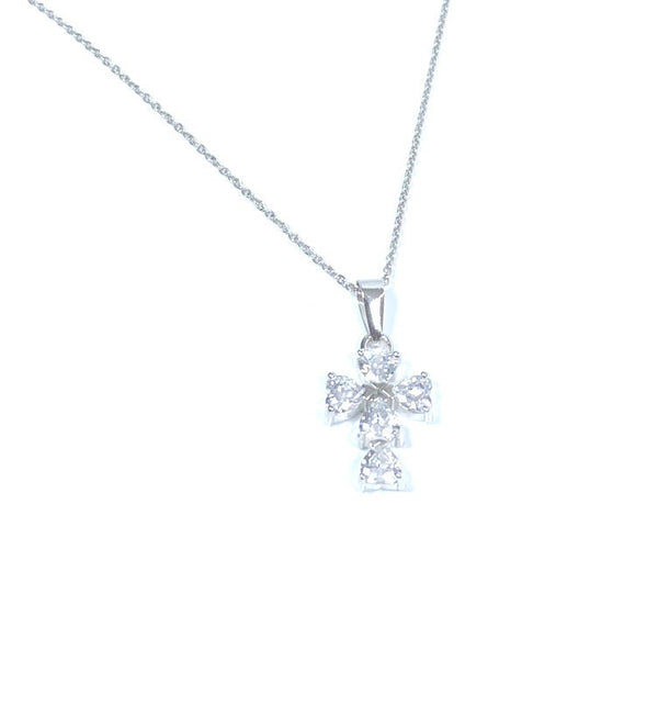 Silver CZ Cross Pendant Chained