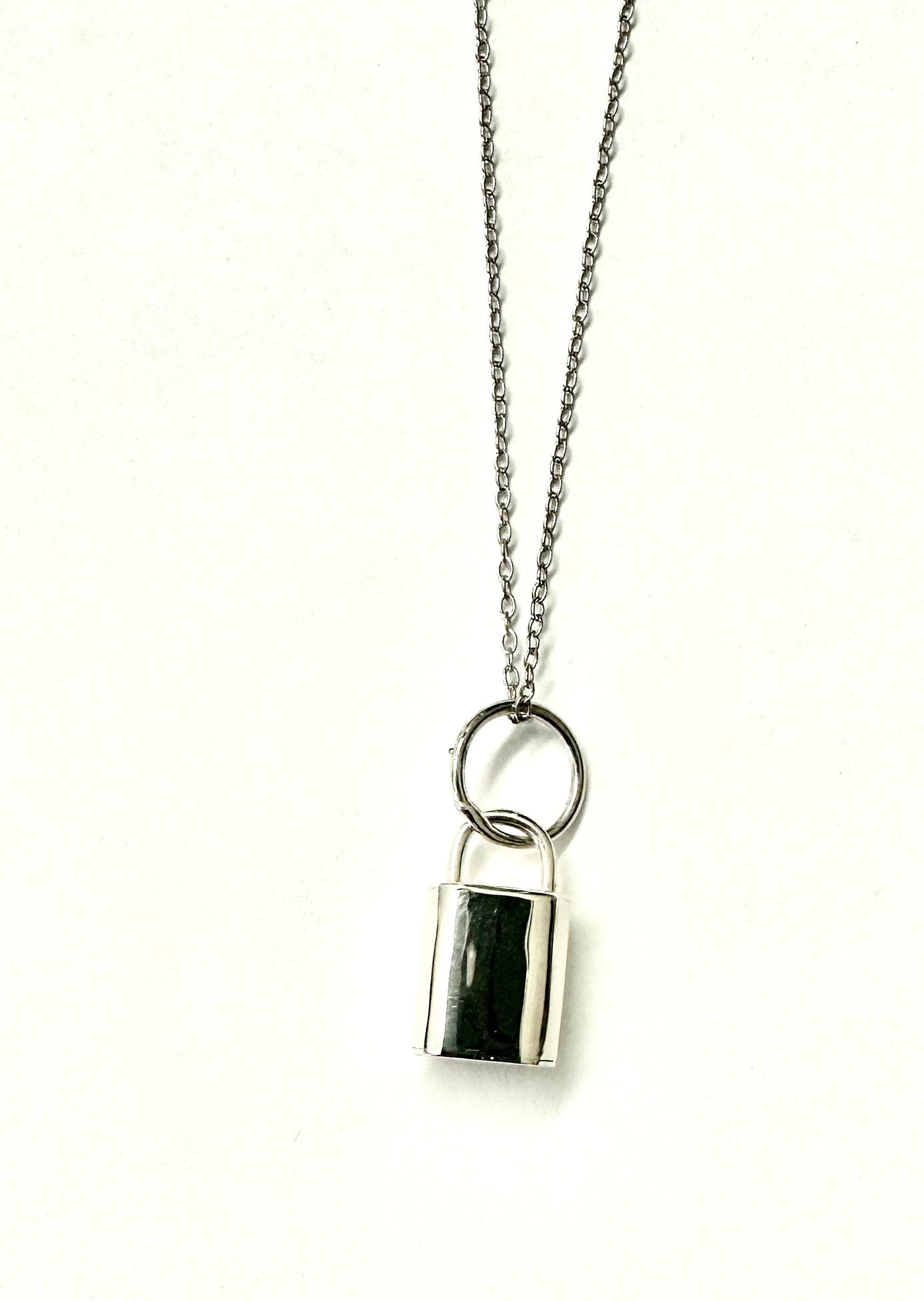 Padlock Sterling Silver Design Pendant and Chain Necklace for Everyday Wear