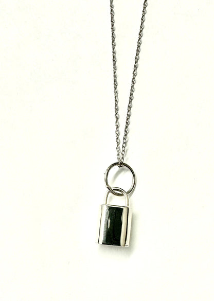 Padlock Sterling Silver Design Pendant and Chain Necklace for Everyday Wear