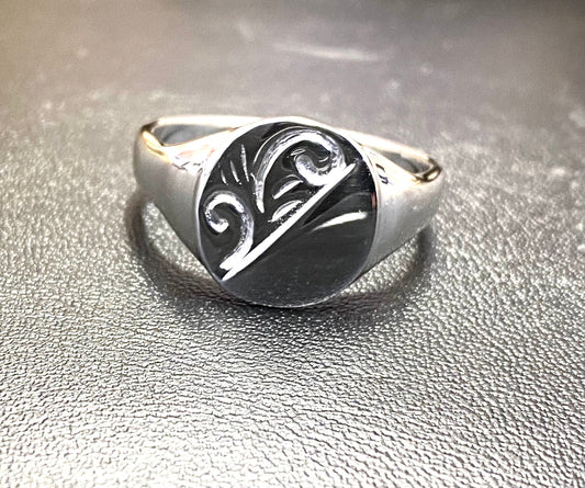Men's Signet Sterling Silver 13.2 mm x 12.0 mm Heavyweight Oval Shape Ring