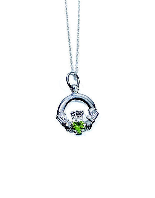 Claddagh Peridot Cz August BirthStone Pendant