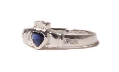 Claddagh Ring with CZ Birthstone Setting, Classic Irish Claddagh Love Knot Ring