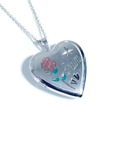 Mum Heart Design Locket Keepsake Pendant
