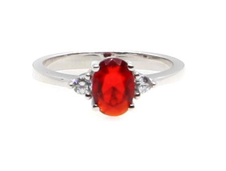 Sterling Silver Gemstone Ring with White Cubic Zirconia Accents, Classic Design
