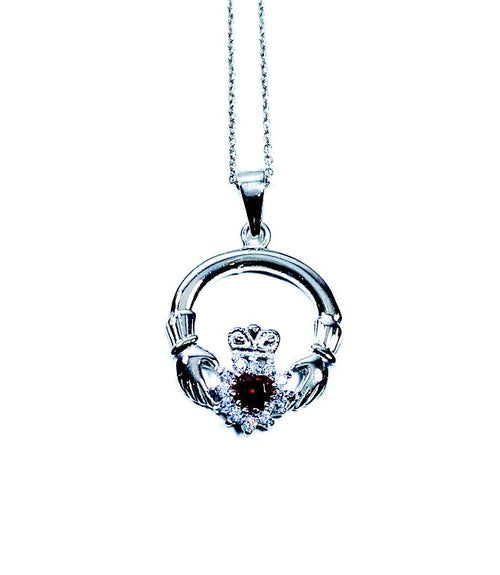 Claddagh Garnet BirthStone January Birthstone Pendant