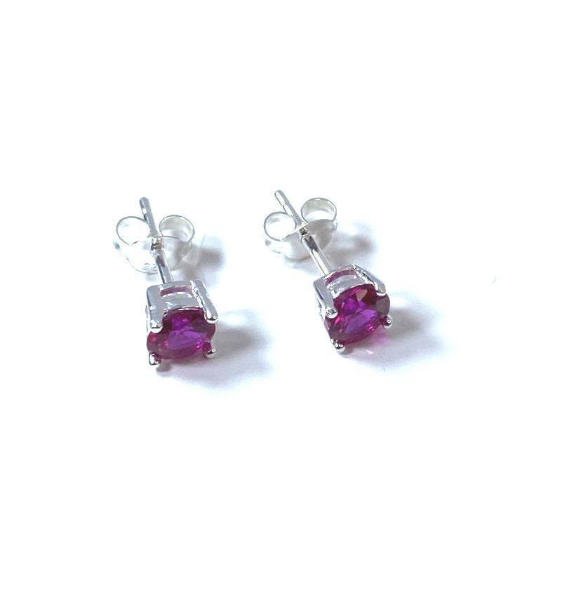 Birthstone CZ Stone Set Round Stone Claw Silver Earrings Set for Everyday Wear