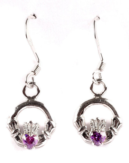 Claddagh BirthStone Kids Drop Earring Celtic Claddagh Design with Gem Accent